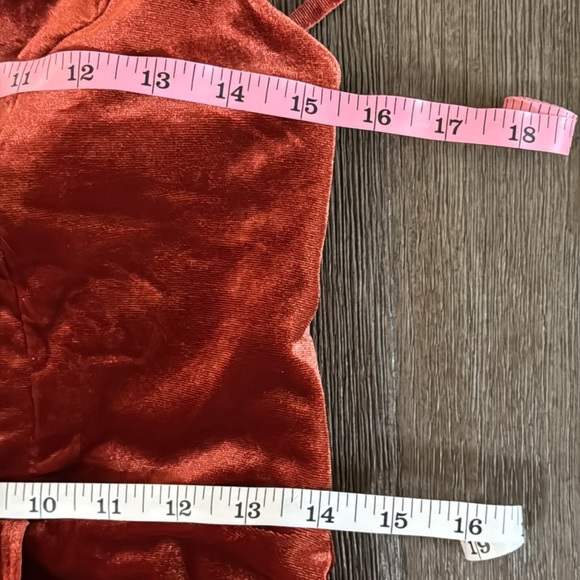 AZAZIE SORA Terracotta Flowy Halter Bow Velvet Maxi Dress - Picture 9 of 10